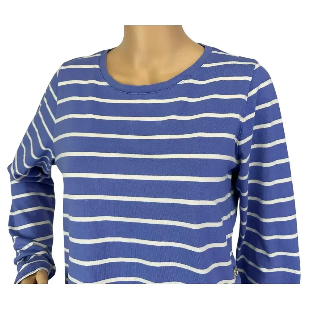 J. Crew Striped Long Sleeve Side Button Top Cool Lilac Blue Ivory CG041 Size M
